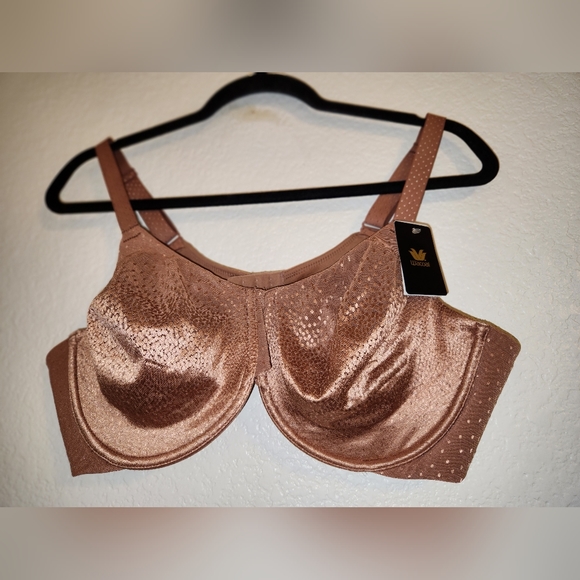 Wacoal Back Appeal Underwire Bra in Cocoa with Gold Dot Embellishment Size 44C - Picture 2 of 16